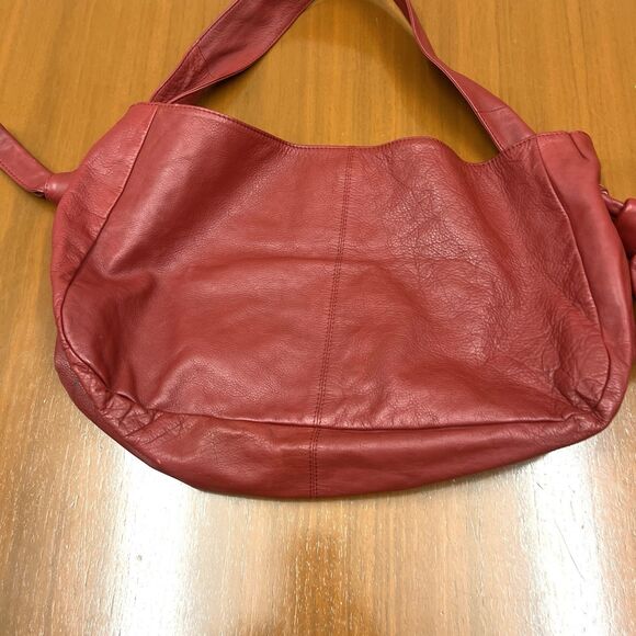 J.Jill Leather Hobo Slouch Tie Knot Large Red Handbag - Picture 11 of 16